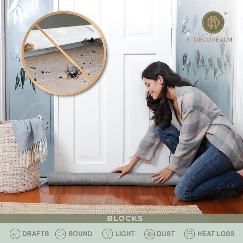 DECOREALM Under Door Draft Stopper and Blocker, Draft Guard for Doors and Windows, Decorative Fabric Cylinder Blocker Provides Weighted Door Insulation by DECOREALM (Grey, 36 Inches) - Image 2